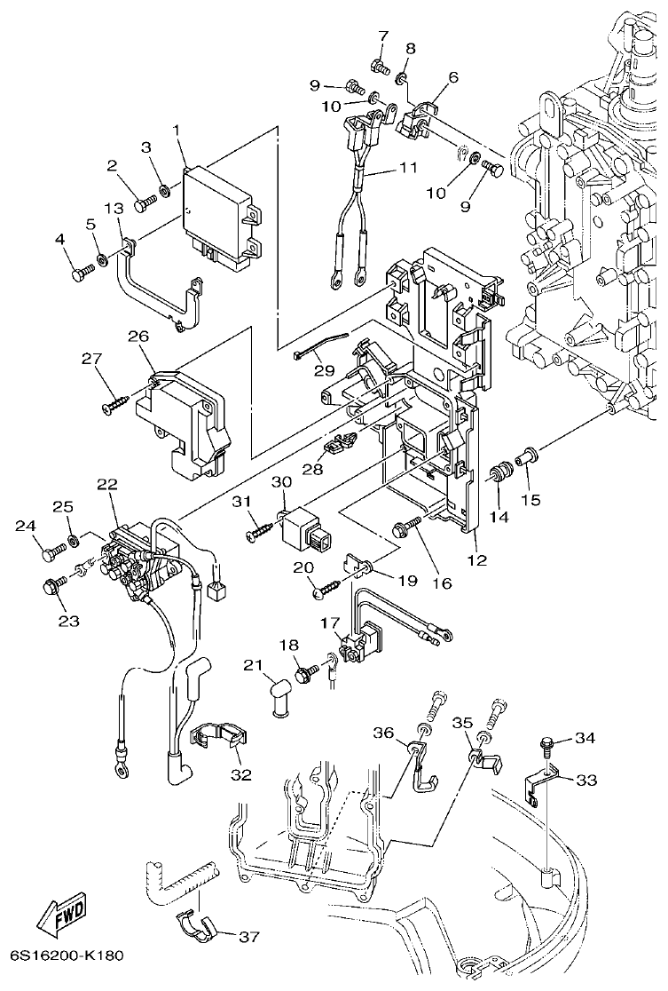 Yamaha F200BET, FL200BET ELECTRICAL 2 parts diagram